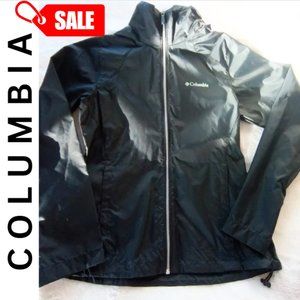 COLUMBIA - NWOT Black Hooded Zip Up Windbreaker / Raincoat